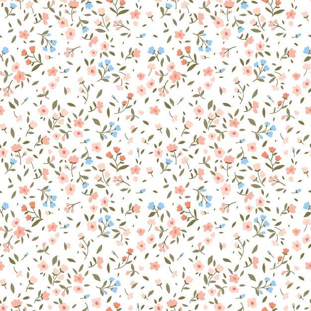 Vetor fundo floral vintage. padrão sem emenda com pequenas flores em um fundo branco.