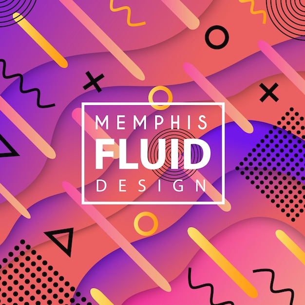 Fundo fluido de vetor colorido Memphis