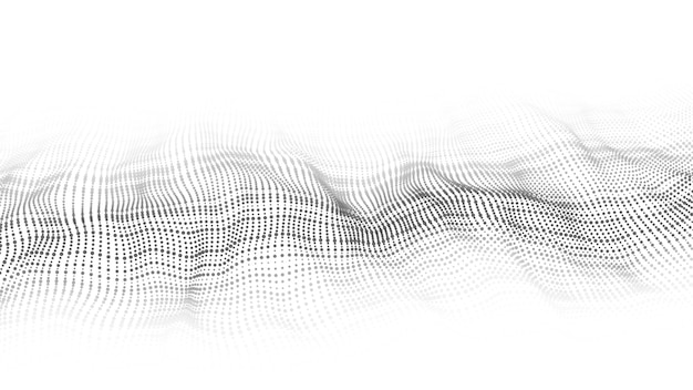 Fundo futurista branco abstrato vetorial visualização de big data onda dinâmica digital de partículas