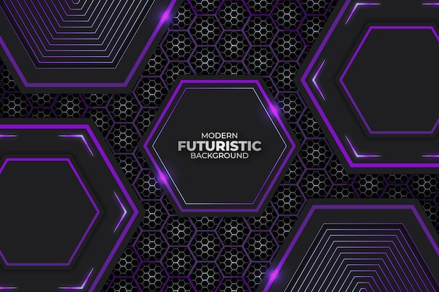 Vetor fundo futurista escuro e roxo