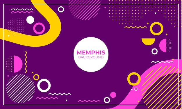 fundo geométrico amarelo roxo e vetor de Memphis
