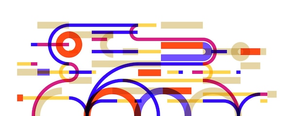 Fundo geométrico com círculos e linhas arte vetorial composição abstrata plano técnico plano minimal techno sistema