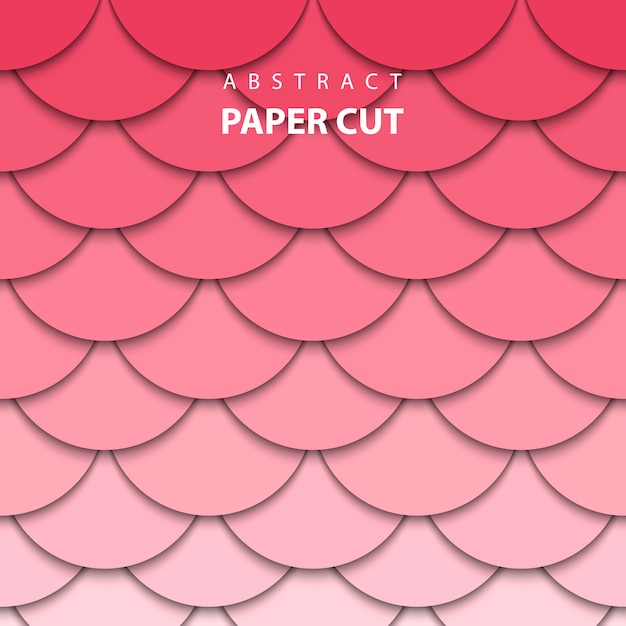 Fundo geométrico com corte de papel vermelho e rosa