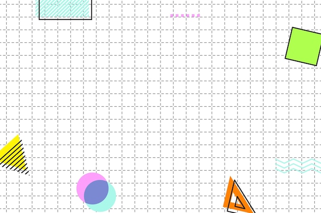 Fundo geométrico de memphis de grade tracejada plana