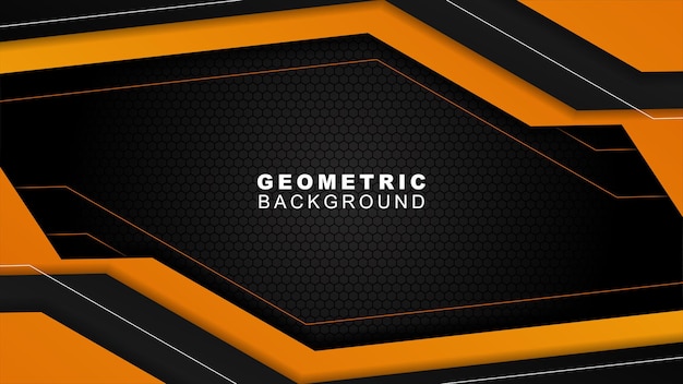 Fundo geométrico em laranja e preto com estilo hexagonal