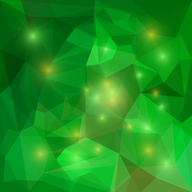 Vetor fundo geométrico triangular abstrato brilhante verde esmeralda colorido vetor poligonal com luzes brilhantes para uso em design de cartão, convite, cartaz, banner, cartaz ou capa de outdoor