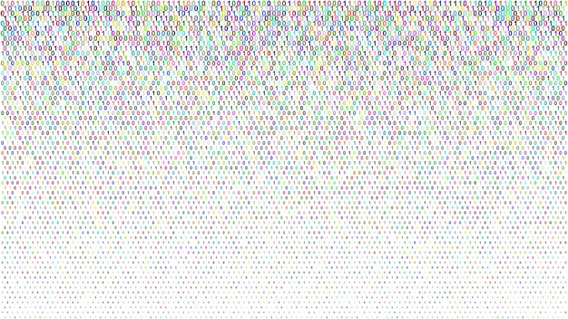 Fundo gradiente de meio-tom abstrato de pequenos uns e zeros, colorido em branco