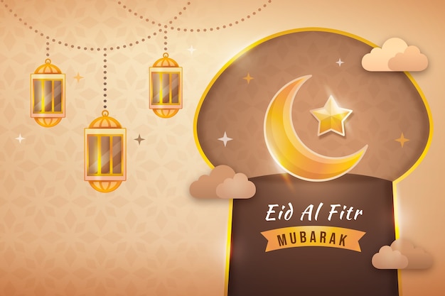 Vetor fundo gradiente eid al-fitr