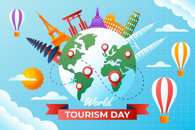 Fundo gradiente para a celebração do dia mundial do turismo