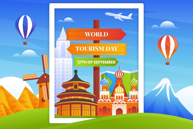 Fundo gradiente para a celebração do dia mundial do turismo