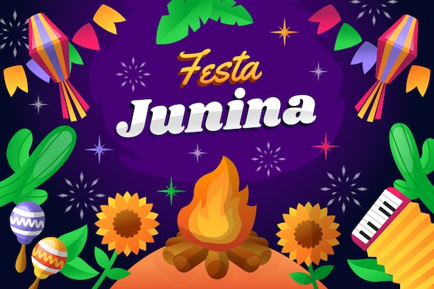 Fundo gradiente para celebrações de festas juninas brasileiras