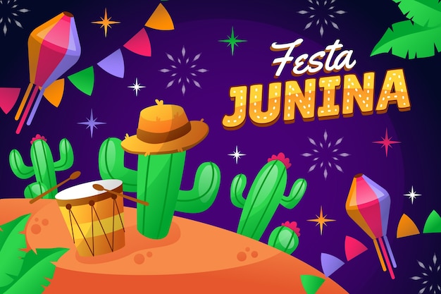 Fundo gradiente para celebrações de festas juninas brasileiras