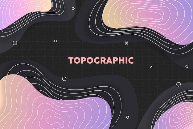 Vetor fundo gradiente topográfico com padrão de memphis