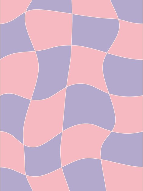 Fundo groovy com padrão em xadrez ondulado em cores pastel criando uma vibração retro suave