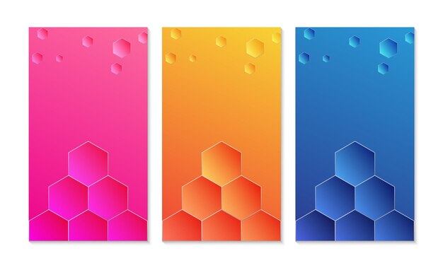 Fundo hexagonal colorido de design de capa