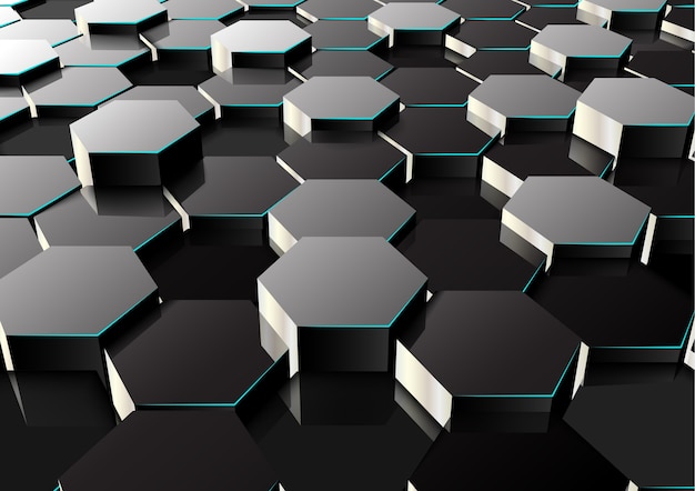 Vetor fundo hexagonal de perspectiva