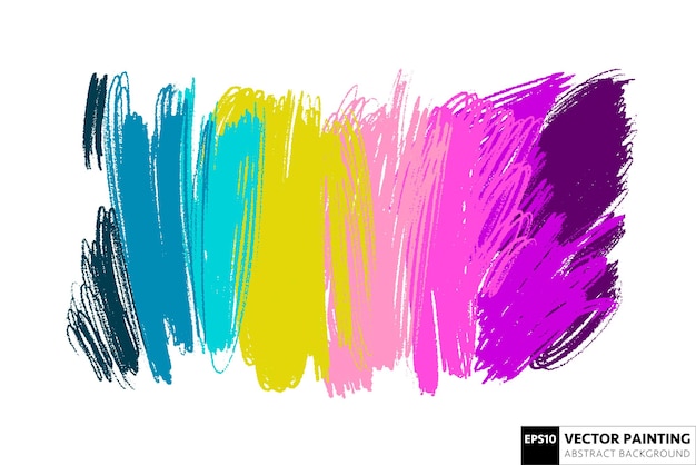 Fundo horizontal de pintura abstrata vetorial com copyspace Manchas texturizadas de obras de arte desenhadas à mão Cor pastel pinceladas desenhadas à mão cenário artístico
