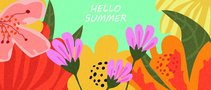 Vetor fundo horizontal de verão com flores abstratas brilhantes moderno modelo de design para vendas capa de cartaz horizontal mídia social