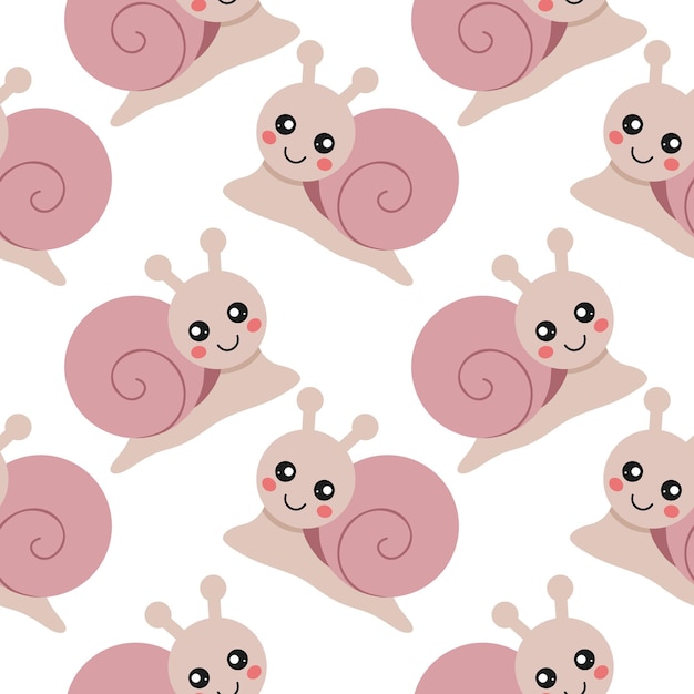 Fundo infinito com caracol bonito. Padrão sem emenda para costura de roupas infantis, impressão em tecido e capa.