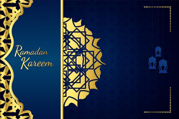 Fundo islâmico à moda de Ramadan Kareem com cor azul