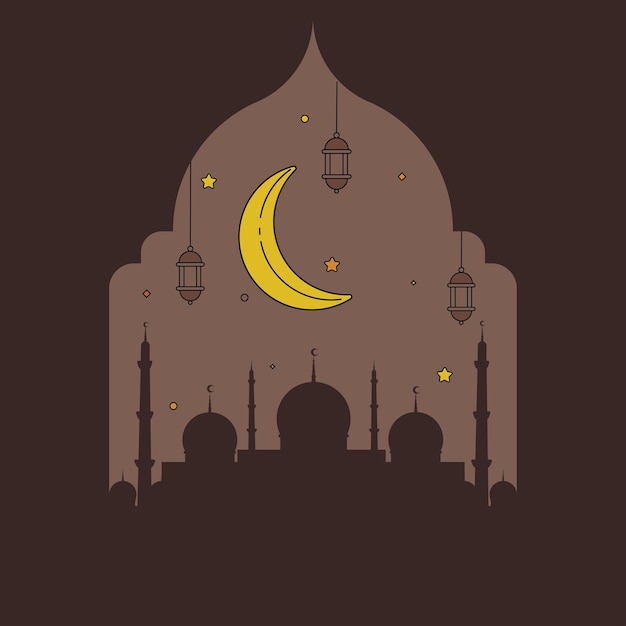 Fundo islâmico com design de ilustração vetorial de mesquita