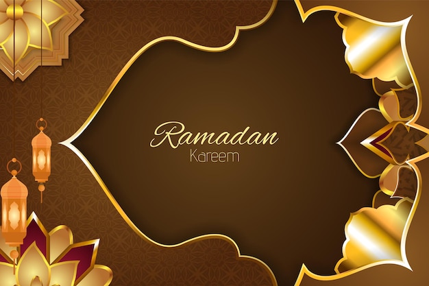 Fundo islâmico de Ramadan Kareem com cor marrom