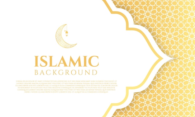 Fundo islâmico para o ramadã Fundo branco abstrato dourado de luxo Modelo para publicidade em cartaz de cartão de saudação de banner