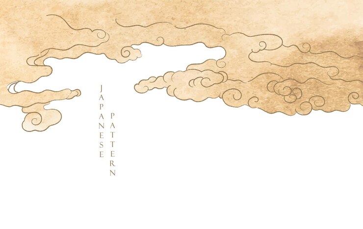 Vetor fundo japonês com padrão de nuvem chinesa vetor com padrão geométrico design estilo oriental