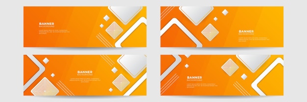 Fundo laranja banner abstrato. modelo de conferência de negócios. banner de vetor vibrante amarelo alaranjado para promoção de eventos em mídias sociais