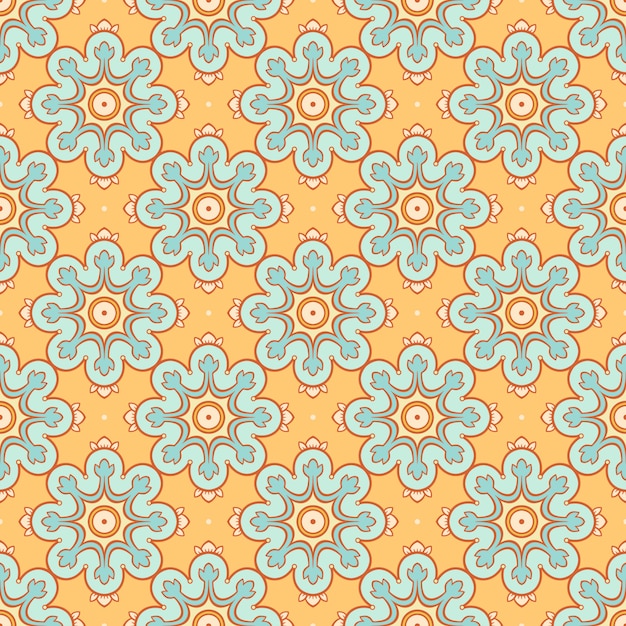 Fundo laranja com flores azuis