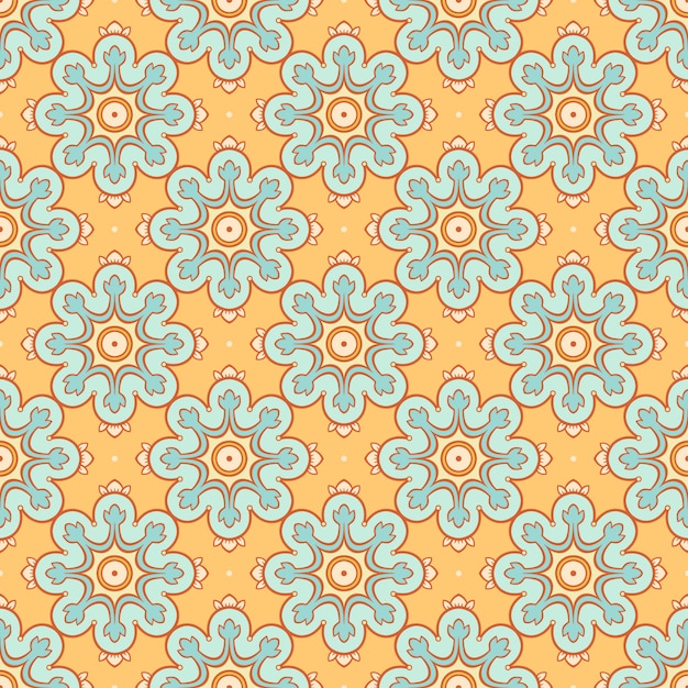 Fundo laranja com flores azuis