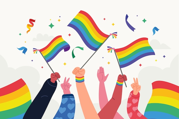 Vetor fundo lgbt do mês do orgulho plano