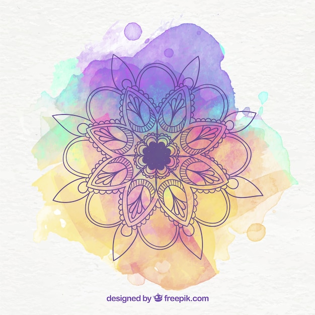 Fundo linda mandala com aquarela