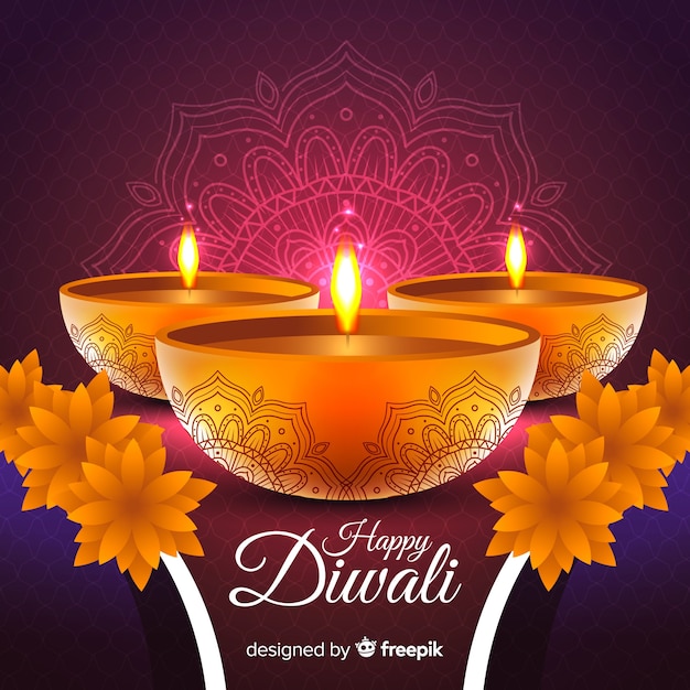 Fundo lindo diwali com design realista