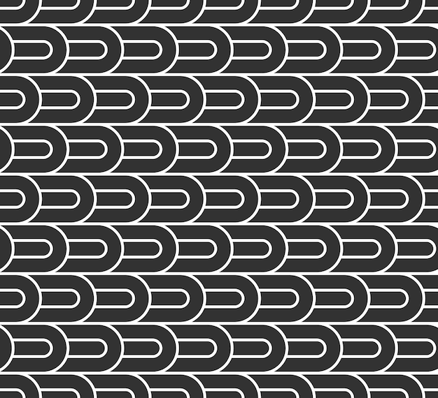 Fundo linear sem costura com linhas torcidas, padrão geométrico abstrato de vetor, tecelagem listrada, labirinto óptico, rede da web. design preto e branco.