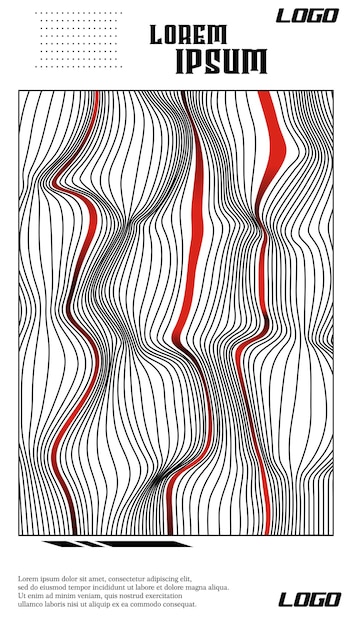 fundo linha vermelha abstrata com estilo brutalismo