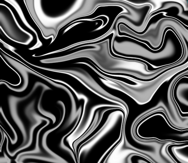 Fundo líquido abstrato padrão preto e branco sem costura