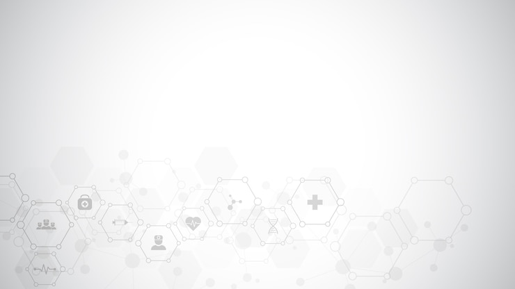 Vetor fundo médico abstrato com ícones e símbolos lisos. modelo de design com conceito e ideia para tecnologia de saúde, medicina de inovação, saúde, ciência e pesquisa.