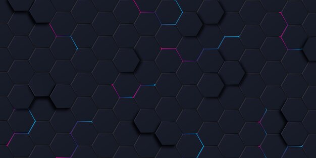 Vetor fundo metálico abstrato hexagonal com luz