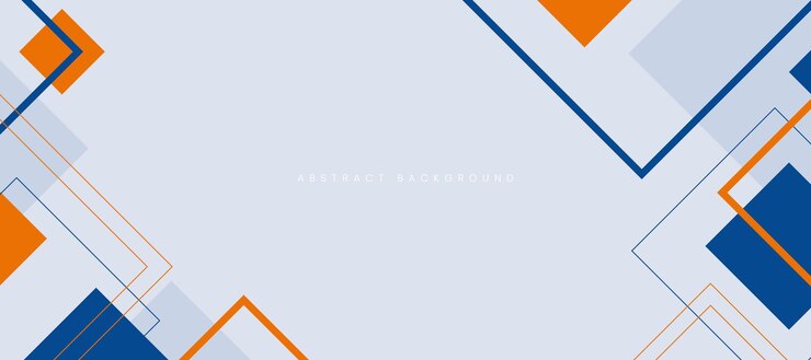 Vetor fundo minimalista abstrato com formas quadradas geométricas laranjas azuis