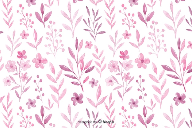 Vetor fundo monocromático de flores em aquarela rosa