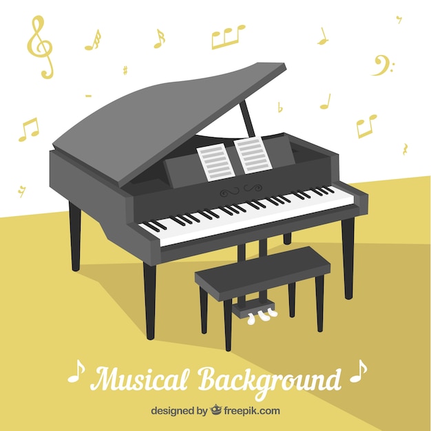 Vetor fundo musical com piano