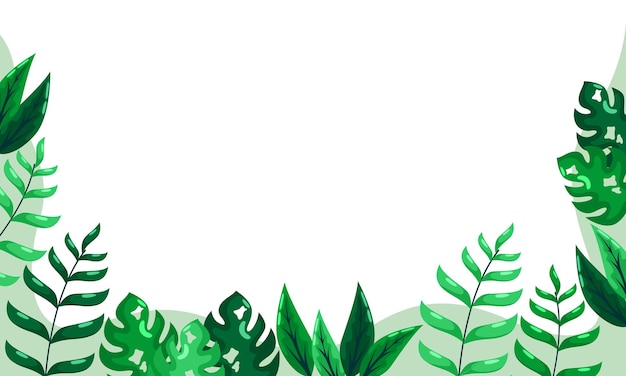 fundo natural com borda de folhas tropicais