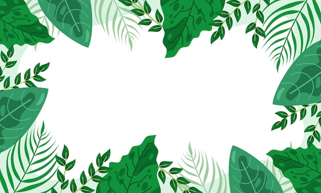 fundo natural com borda de folhas tropicais