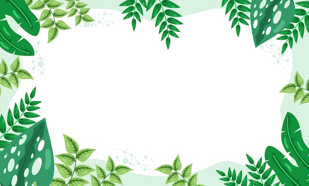 fundo natural com borda de folhas tropicais
