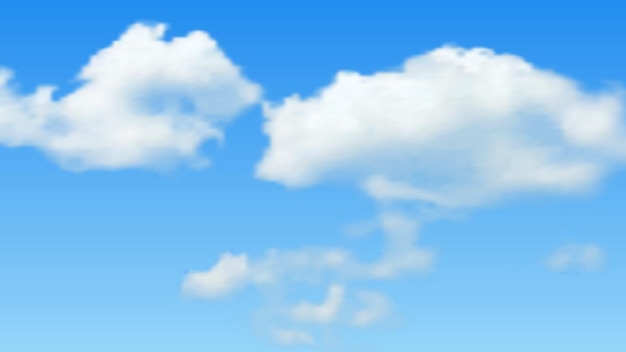 Fundo natural com nuvem no céu azul. Nuvem realista em pano de fundo azul. Ilustração vetorial