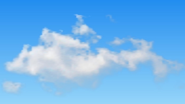 Fundo natural com nuvem no céu azul. Nuvem realista em pano de fundo azul. Ilustração vetorial