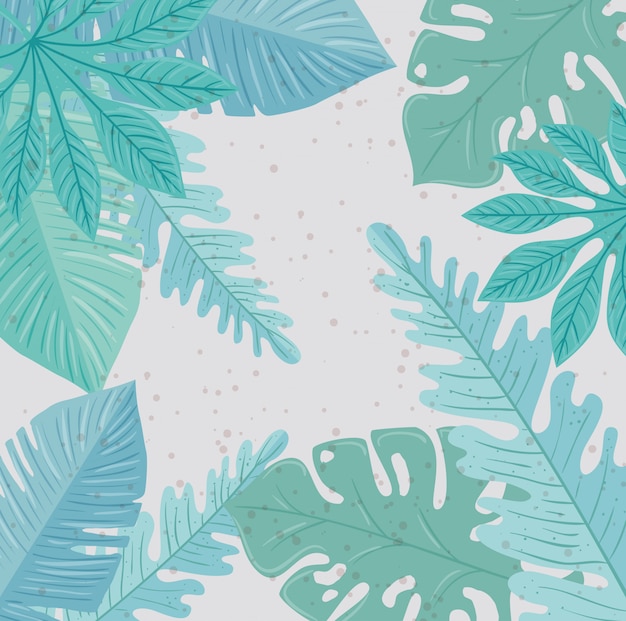 Fundo, natureza tropical folhas com cor pastel