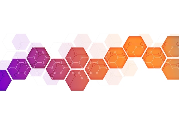 Fundo padrão de hexágonos Estrutura molecular de pesquisa genética