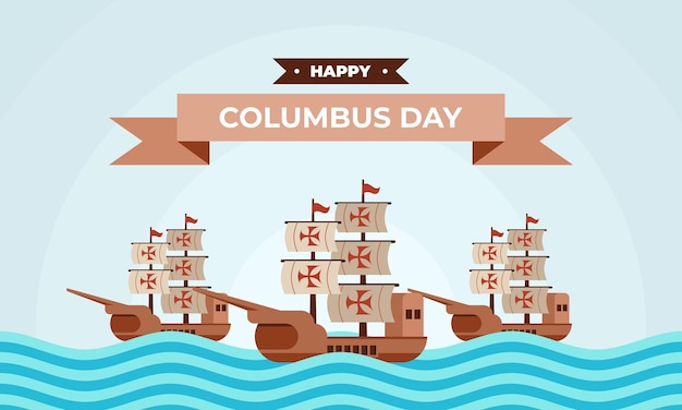 Fundo plano desenhado à mão para o dia de Colombo
